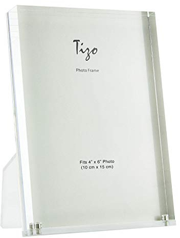 Tizo Design Vertical 4x6 Lucite Picture Frame, Durable 1 Inch Thick Clear Lucite & Magnetic Closures, Elegant & Practical Boutique Quality Photo Frame (Multiple Colors Available)