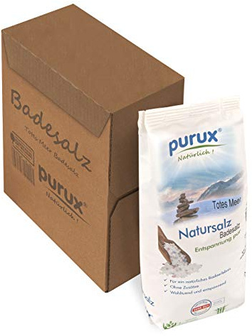 purux Totes Meer Salz Badesalz Naturweiß 1kg nachhaltig verpackt