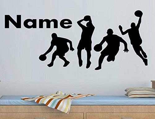 Wandaufkleber, Anpassbarer Name Basketballspieler Muster Vinyl Wandtattoos Junge Kinder Jugendzimmer Wohnkultur Tapete 85X69Cm