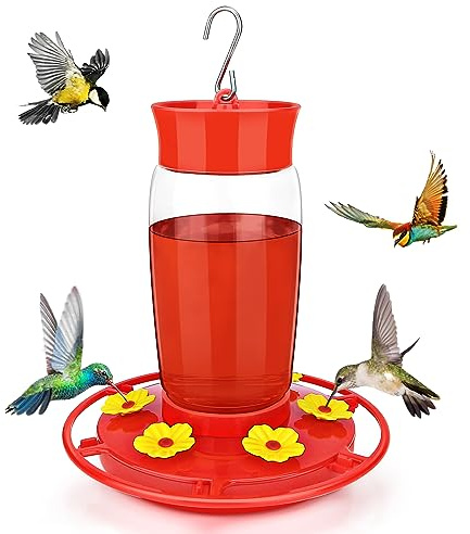 Vogeltränke zum Aufhängen, Vogeltränke – Vogelfutterspender, 2 in 1 XL hängende Vogelfutterstation & Vogeltränke für draußen, hängende Vogeltränke für draußen (rot)