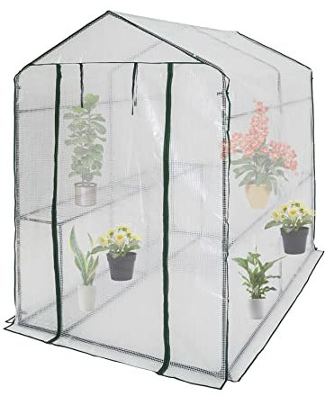 YSUEFIJO Tomaten Gewachshaus Klein, Gewachshaus Foliengewachshaus Stabil, Uberwinterungszelt Balkon, Treibhaus mit Tür Zum Aufrollen, Windfest Folientunnel, als Tomatenhaus, Frühbeet