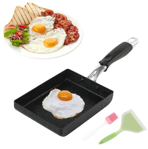 Yuragim Tamagoyaki Padella rettangolare Padella giapponese antiaderente Padella quadrata Padella per frittate Padella quadrata portatile Padella per frittate in alluminio 18x13cm