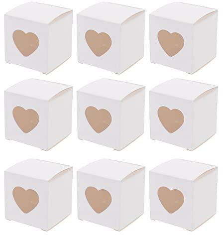 OATIPHO Weiße Kuchenbox Mit Herzförmigem Fenster Faltbare Hochzeit Süßigkeiten Geschenkbox Papier Material Elegant Für Partys Und Geburtstagsfeiern