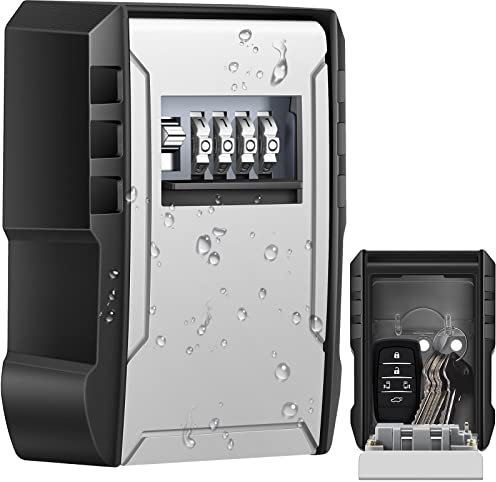 Mejasg Wasserdicht Schlüsseltresor mit Zahlencode&Abnehmbare Haken, Schlüsselkasten Klein mit Vormontierte Löcher&Schraube, Wandmontage Schlüsselbox Schlüsselsafe aussen für Haus Garagen Büros Lager