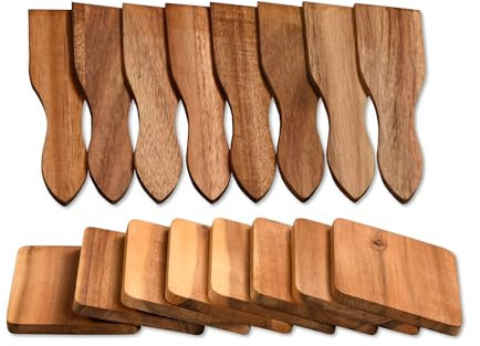 Kesper 28968 + 28958 - Lot de 8 spatules et planches à raclette en bois d'acacia - Spatule à raclette