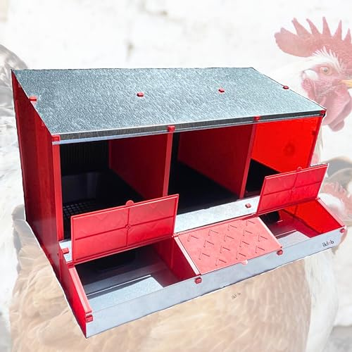 Blackfriday: IKLOB® Legenest für Hühner mit 3 Kammern – XXL Nestbox aus Kunststoff mit Rollboden – Nistkasten gegen Eierpicken – für bis zu 14 Legehennen – Montage ohne Werkzeug