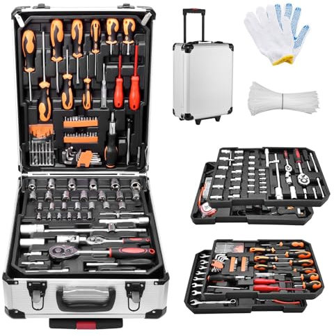 Scatola Degli Attrezzi | Cassetta Degli Attrezzi | 600 Pezzi | con Rotelle | per Casa, Garage e Officina