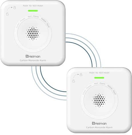 HEIMAN Rilevatore di CO in rete, allarme CO, monossido di carbonio, sensore da 10 anni, batterie sostituibili da 85 dB, rilevatore di monossido di carbonio per casa, portatile, funzionamento a