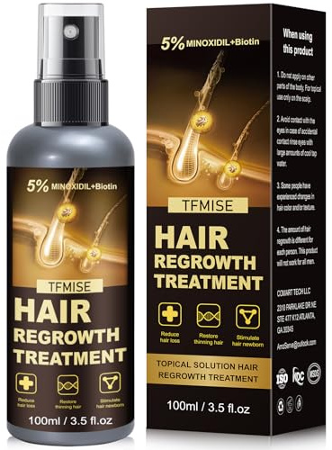 Minoxidil Spray - 5% Minoxidil for Men, Minoxidil for Women Hair Growth Products, Extra Strength Hair Regrowth Devices with Biotin, Help to Stop Loss Hair Unscented Light and non Greasy 3.38 Fl.OZ