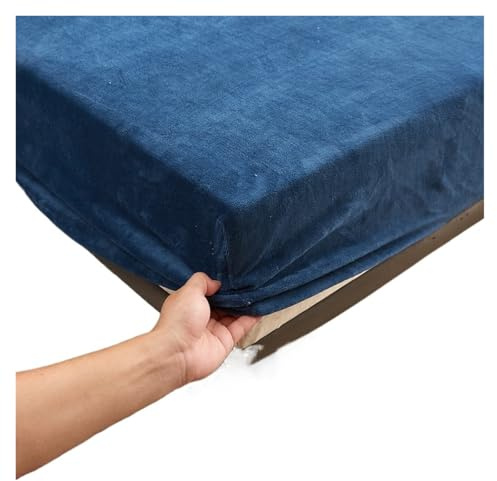MZSKLW Lenzuolo con angoli in velluto elasticizzato in tinta unita, morbido ed elastico, copriletto, lenzuolo con angoli per l'inverno, mantiene al caldo (blu, 90 x 200 x 25 cm)