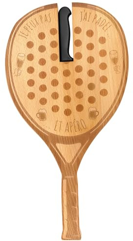 Ernestine - Planche à decouper originale padel en bois de hêtre - Idée cadeau tennis homme femme - Apéro sport padel - Cadeau Homme Noël anniversaire fêtge des pères - fête des grands-pères