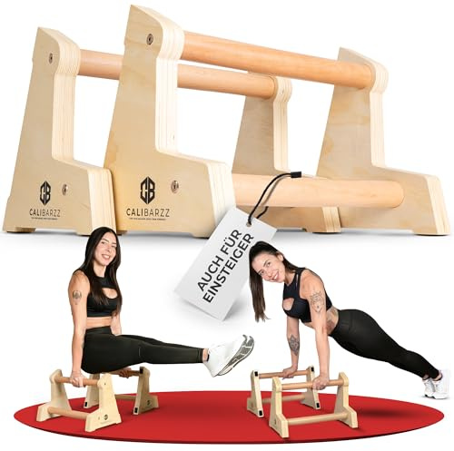 Calibarzz Parallettes & Liegestützgriffe aus Holz [3 Höhen] Push up Bars - Handstand Griffe - Dip Bars | Calisthenics Equipment für Home Workout und Outdoor