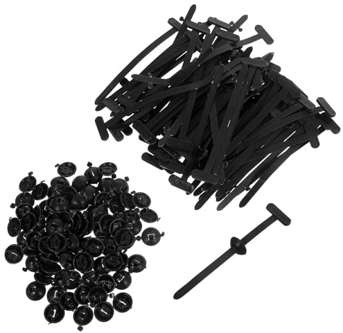 Lurrose Lot de 100 Clips Câbles Réglables en Nylon Noir avec Système de Verrouillage par Goupille Traversante, Petits Colliers de Serrage Réutilisables pour Gestion de Câbles Domestiques,