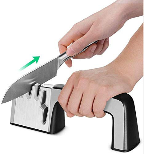 DUYER Afilador De Cuchillos, Afilador De Cuchillos Profesional, Herramienta De Afilado De 4 Niveles, Tijeras De Afilado Manuales De áNgulo Fijo, Piedra De Afilar Multifuncional