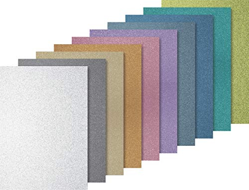 Heyda Glitterkarton Sortiment Light, A4, 10 Blatt, Basisfarbe hell