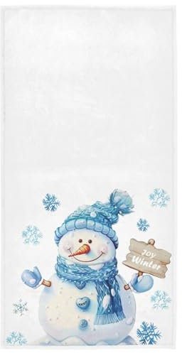 Vdsrup Joy Winter Schneemann Handtücher Schneeflocken Weihnachten Gesichtshandtuch Küche Geschirrtücher Spüllappen Weich Dünn Gästehandtuch Tragbare Baddekorationen Einweihungsgeschenke 40,6 x 76,2 cm
