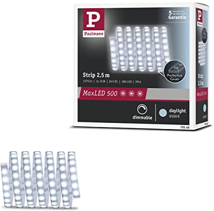 Paulmann 70548 LED Stripe MaxLED 500 2,5m 1375lm IP44 incl. 1x15 W dimmbar Tageslichtweiß Silber LED Band Kunststoff Lichtband 6500 K