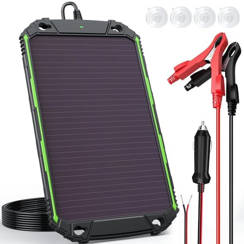 5W 12V Solar Battery Charger & Maintainer, Waterproof 5 Watt 12 Volt Solar Power Trickle Charger, Built-in Intelligent MPPT Charge Controller for Car, Boat, RV, Motorcycle, Marine, Automotive, ATV