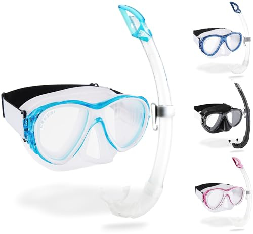Cressi Samoa & Mexico - Set Maske Samoa + Schnorchel Mexico zum Tauchen und Schnorcheln, Transparent/Aguamarin, Einheitsgröße, Unisex Erwachsene