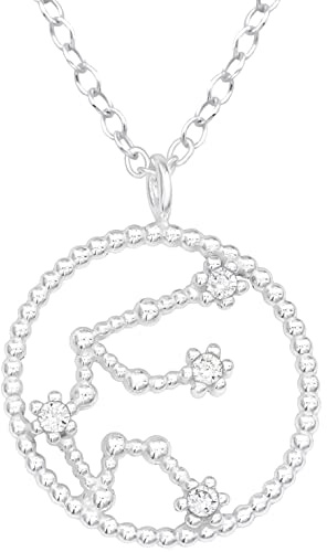 EYS JEWELRY Sternzeichen Kette Halskette Damen Silber 925 mit Anhänger Sternbild Zirkonia Kristalle Geschenke für Frauen Freundin Silberkette 45 cm im Schmucketui