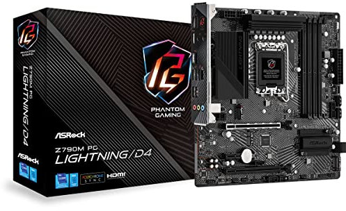 Asrock Z790M PG LIGHTNING/D4, Intel Z790, 1700, Micro ATX, 4 DDR4, HDMI, GB LAN, PCIe4, 2x M.2