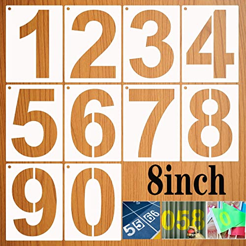 8inch 0 bis 9 große Zahl Schablonen Set, 10Pcs Wiederverwendbare Curb Address Nummer Stencils Straßenschild Digitale Vorlagen zum Malen von DIY Mailbox Straße Parkplatz Tür Trucks Malerei Schablone