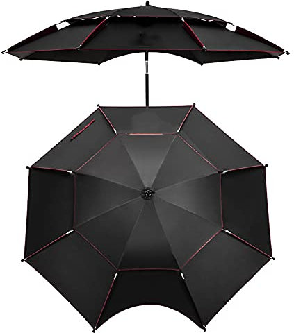 BTZHY Sonnenschirm,Tragbarer Strandschirm mit Anker und Tasche, 360-Grad-Neigungs- und Höhenverstellung, Sonnenschutz zum Angeln, Terrasse, Garten, Schwarz, 2 m/6,6 Fuß, 2,2 m/7,2 Fuß, 2,4 m/7,9 Fuß