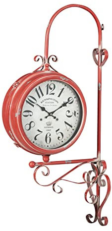 Biscottini Orologio da Parete Vintage 97x47x19 cm - Orologio Stazione ferroviaria - Orologio da Parete Cucina in Ferro Bianco - Orologi Cucina bifacciali