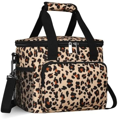 Morbuy Multifunktionale Kühltasche Lunchtasche, 16L Langlebige Kühltasche Faltbar Kühltaschen für Reisen, Strand, Reise, BBQ, Camping (Leopard,16L)
