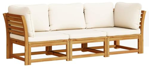 vidaXL 3-TLG. Garten-Lounge-Set mit Kissen Massivholz Akazie