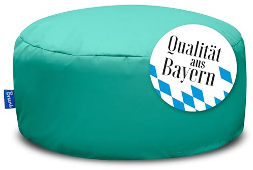 Bruni Pouf Sittpall M i turkos – rund sittpuff, inomhus och utomhus som fotpall, yogasittkudde, meditationskudde, tillverkad i Tyskland