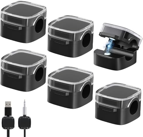 htdayang 6 Pack Cable Tidy Clips, Magnetic Cord Organizer Holder, Adhesive Desk Cable Management for Nightstand, Kitchen Appliances, Office (Black)