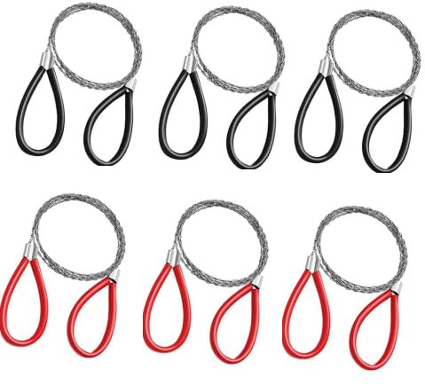 Pumwoy Sierra de Alambre Manual 68cm - Herramienta de Corte con Cuerda de Cadena para Camping, Jardín y Supervivencia - 6 Piezas