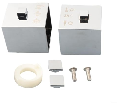 Square Shower Temperature Control Handle Knobs Chrome Finish 1 Pair for Thermostatic Bath Mixer ABS Plastic 20 Teeth Spindles
