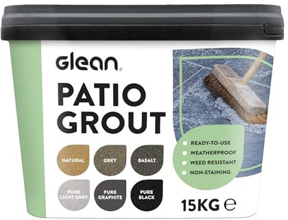 GLEAN Patio Grout | PURE GRAPHITE | 15kg - 20m² Coverage | Jointing Compound | Brush In Patio Grout For Paving Patios & Block Paving | Self Setting All Weather Application | Ready Mixed