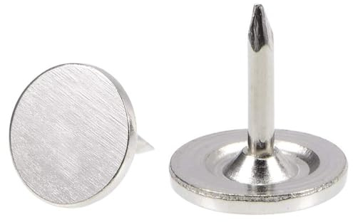 TOP-VIGOR 50 st möbelfästen i silver, kraftiga tryckstift, 9,5 x 10 mm dekorativa tumspetsar för vägg, korkbräda, möbler och anslagstavla