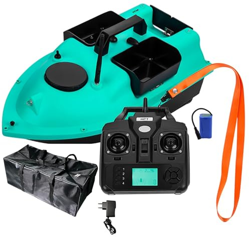 GPS RC Esca da pesca barca con telecomando per tifosi, doppio motore, tre Hopper LED barca con GPS e telecomando LCD (blue)