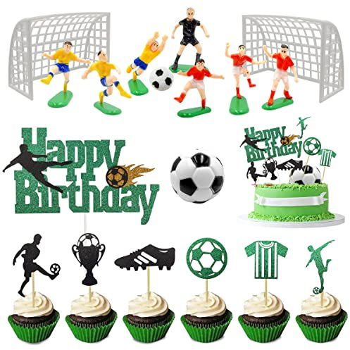 23 Stück Tortendeko Fussball, Tortenaufleger Fussball Deko, Fussballs Party Tortenaufleger, Fussballs Cupcake Topper, Fußball Torten Deko Figuren, Fußball Kuchen Deko für Junge Kinder