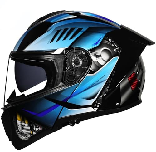 Motorradhelm Klapphelm Motorrad Helm Männer Frauen Modularer Roller Helm mit Doppelvisier Erwachsene Modularer Integralhelm ECEDOT Zugelassener Klapphelm Motocrosshelme I,L(59~60CM)