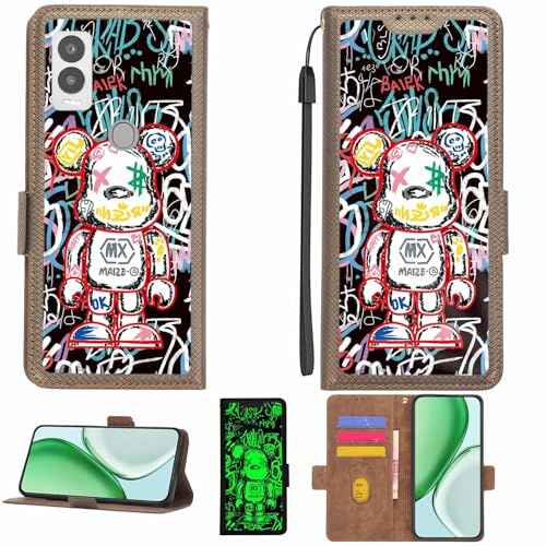 Aroepurt fodral kompatibelt med Cricket Magic 5G u6080ac telefonfodral flipskydd [med härdat glas skärmskydd] [RFID-blockering] [ljuseffekt] LPT-MXX