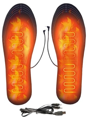 Beheizbare Einlegesohlen USB, Schneidbarer Fußwärmer für Damen und Herren, 3-Temperatur-Einstellungen, für alle Schuhe für Outdoor & Indoor Länge 30.0 cm