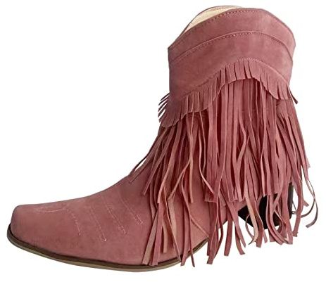 Stövletter dam med fransar västerländska stövlar stor storlek korta stövlar | Cowboystövlar blockklack ankelstövlar eleganta slip-kängor mjuka bekväma övergångsstövlar lätta sommarstövletter