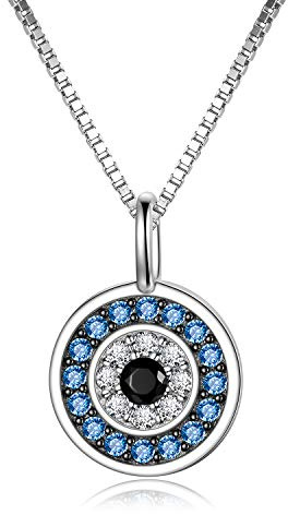 PEIMKO Collier Mauvai Oeil pour Femmes des Argent Sterling 925 Pendentif des Oeil Bleu Tour Bijoux pour Fille