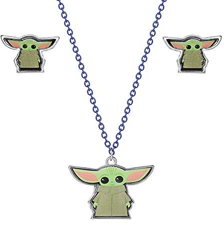 Disney Star Wars The Mandalorian Grogu Fashion Ohrstecker und Halskette Set, offizielle Lizenz, Einheitsgröße, Metall, nicht bekannt