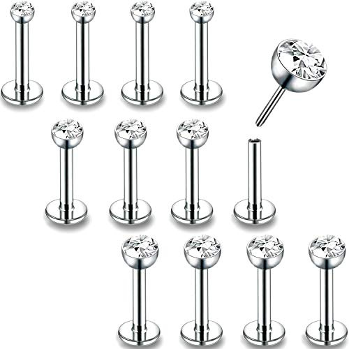 PunkTracker 16g/18g/20g Threadless Lip Rings Tragus Earrings Surgical Steel Helix Conch Cartilage Earrings Monroe Piercing Jewelry for Women Men Labret Studs