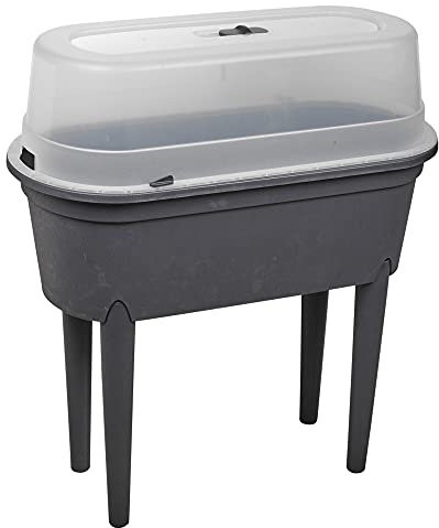 URBNLIVING Elevated Greenhouse Plastic Raised Garden Bed Planter With Lid (Black)