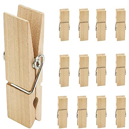 EasyBravo Large Wooden ClothesPins, Sturdy and Heavy Duty Clothes Pegs (Wood, 2.83 x 0.71 inch 12 Pack)