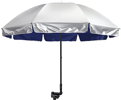 G4Free UPF 50+ Universal-Klemmschirm,Verstellbarer Strandkorb Regenschirm | Outdoor UV-Schutz für Kinderwagen, Rollstühle, Terrassenstühle, Strandkörbe und Golfwagen