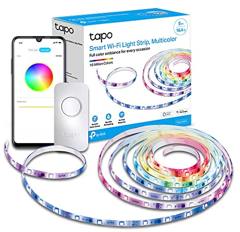 Tapo Ruban LED Connecté WiFi RGBIC 5m, Bande LED Chambre Multicolore, Haute Luminosité et Durable, Contrôle de segment, 16 millions de couleurs, Compatible avec Alexa et Google Home, L920-5