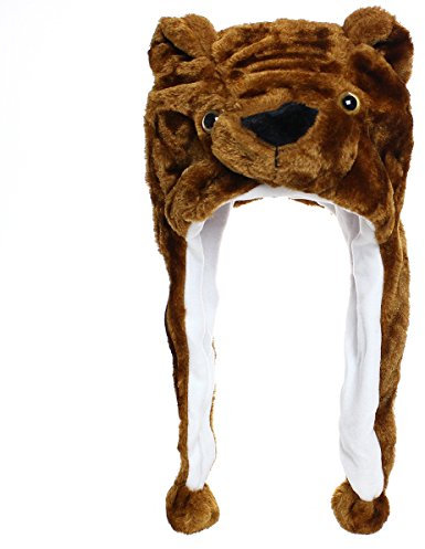 Glamexx24 Plüsch Hut Tiermütze Mütze mit Ohren Braun Baer Kostüm Karneval Cap Cosplay Urlaub Weihnachten Halloween Party Wintermütze für Kinder Erwachsene